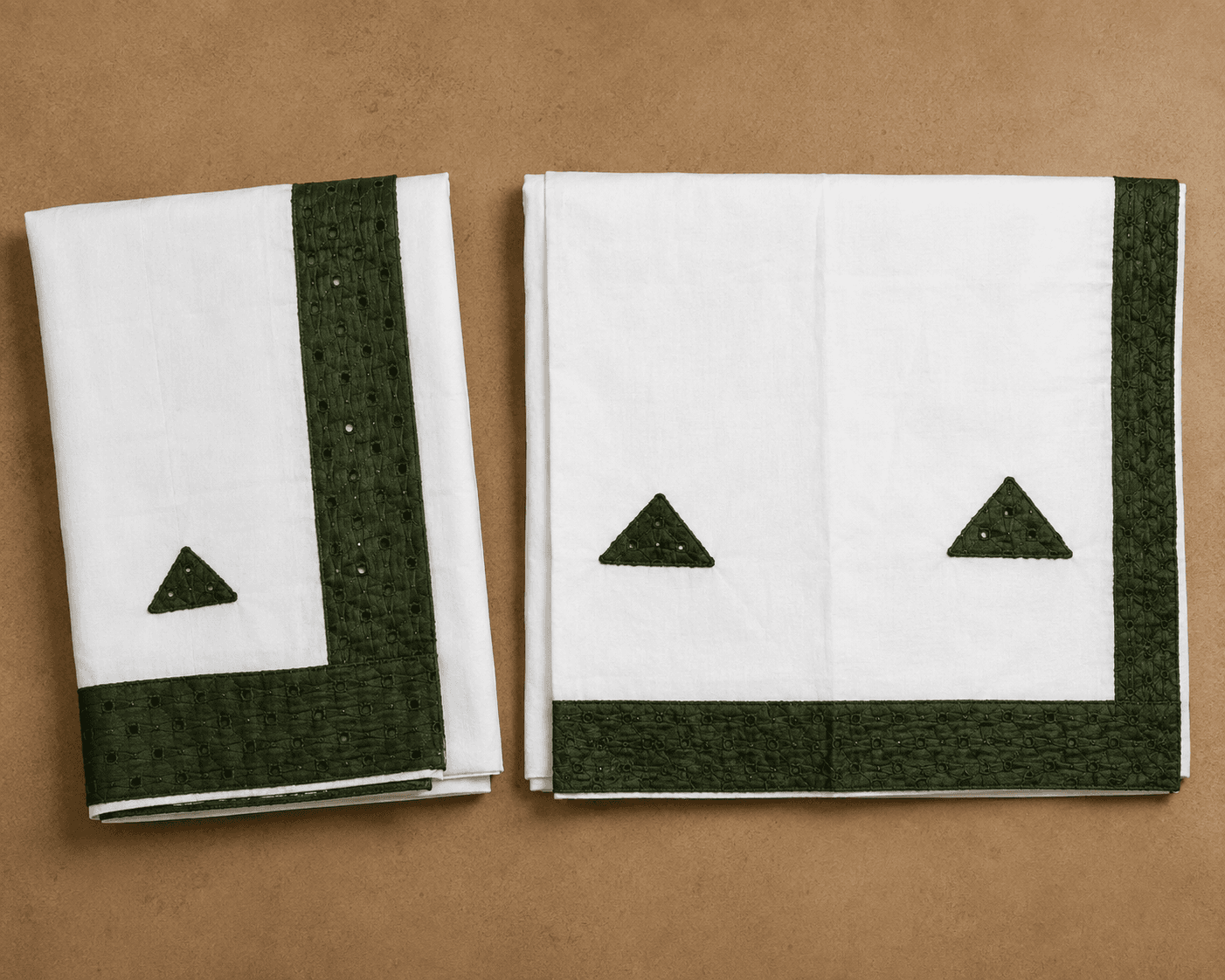 White Dhoti with Dark Green Border - 2