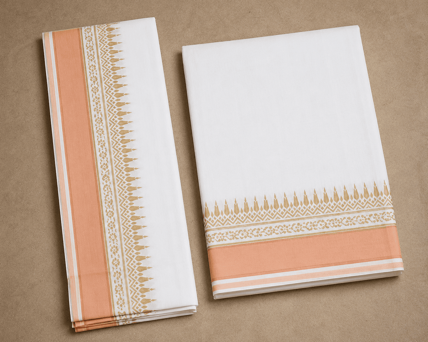 White Dhoti with Pale Gold Border