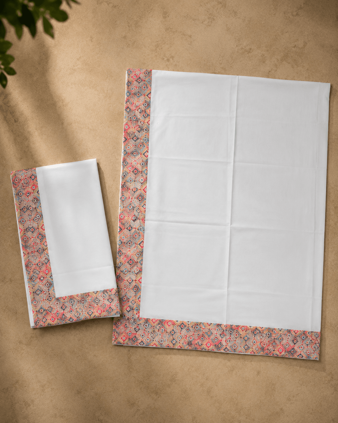 White Dhoti with Multicolored Diamond Border - 3